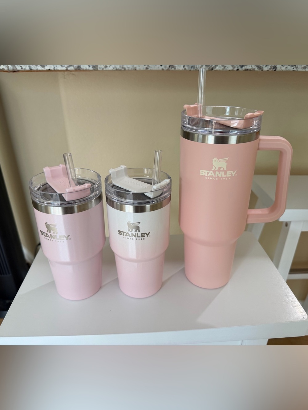 3 Pink Stanley Cups (1 40oz and 2 20oz)